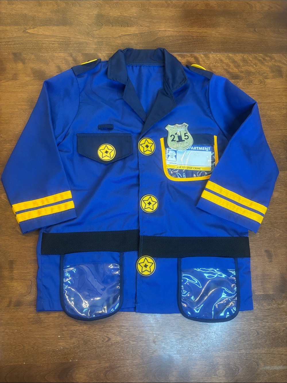 Kids Police Costume Jacket in Royal Blue with Yellow Trim